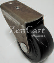 (image for) Side Mount Rigid Caster; 2" x 7/8"; Polyolefin; Offset Plate (1-1/4"x2-1/8": 2 holes: 5/8" apart; 3/16" bolt); 3-1/4" Total Length; Zinc Finish; 100# (Item #64519)