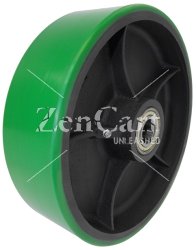 (image for) Wheel; 4" x 2"; PolyU on Nylon (Green); Roller Brng; 3/4" Bore; 2-7/16" Hub Length; 700# (Item #88594)