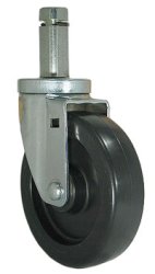 Caster; Swivel; 4" x 1-1/4"; Rubber; Hard; Octagonal; 3/4"x2-1/8"; 3 cross drilled holes; Zinc; Nylon Brng; 275# (Item #69195)