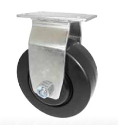 Caster; Rigid; 5" x 1-1/2"; Polyolefin; Plate (4"x4-1/2"; holes: 2-5/8"x3-5/8" slots to 3"x3"; 3/8" bolt); Zinc; Roller Brng; 550# (Item #64016)