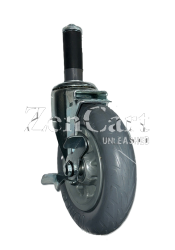 (image for) Caster; Swivel; 6" x 1-1/4"; Foam-Filled Flat Free Tire (Gray); Expandable Adapter (Round for 1" - 1-1/16" ID tubing); Zinc; Ball Brng; 150#; Tread brake (Item #64255)