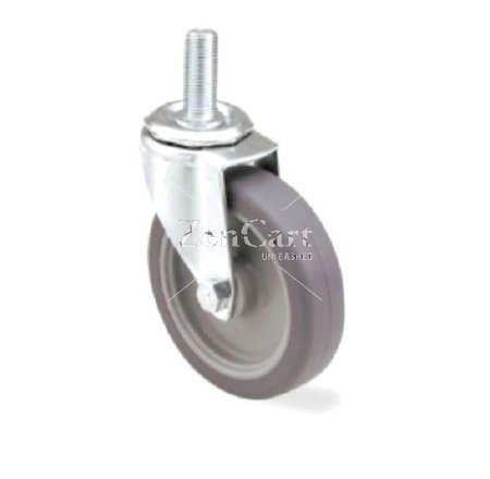 (image for) Caster; Swivel; 5" x 1-1/4"; PolyU on PolyO (Gr/Bg); Threaded Stem (3/8"-16TPI x 1-1/4"); Zinc; Ball Brng; 250# (Item #65368)