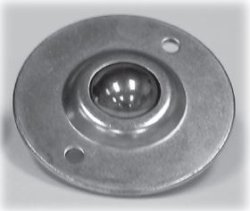 Ball Transfer; 1"; Stainless Steel ball; Flange; Round (2-7/8" diameter: two holes: 2-3/16" apart); Stainless Housing; 125# (Item #88081)