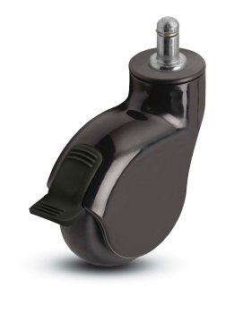 Caster; Swivel; 3" x 1"; TPR Black; Grip Ring; 7/16"x7/8"; Black Nylon; Concealed Axle; Prec Ball Brng; 110#; Raceway Seal; Thread guards; Wheel Brake (Item #65575)