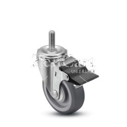 (image for) Caster; Swivel; 3 x 1-1/4; Thermoplastized Rubber; Threaded Stem; 1/2-13TPI x 1; Zinc; Nylon Brng; 210#; Pedal Lock; Wheel (Item #69694)