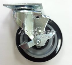 (image for) Caster; Swiv; 3 x 1-1/4; Rubber; Hard; Top Plate; 2-1/2x3-5/8; holes: 1-3/4x2-7/8 (slotted to 3); 5/16 bolt; Zinc; Ball Brng; Wgt Cap: 250; Top Lock; TG (Item #69954)