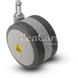 (image for) Caster; Twin Wheel; Swivel; 75mm; (3" Polyurethane (Gray); Grip Ring (7/16" x 7/8" w/ brass band); Black/Grey; Riveted Axle; 175#; MRI Non-magnetic (Item #63377)