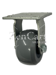 (image for) Caster; Rigid; 4" x 2"; Polyurethane (Gray); Top Plate (4"x4-1/2"; holes: 2-5/8"x3-5/8" slotted to 3"x3"; 3/8" bolt); Zinc; Roller Brng; 1000# (Item #66384)