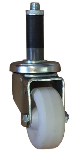 (image for) Caster; Swivel; 3 x 1-1/4; White Crowned Polyolefin; Expandable Adapter (1-1/8\"-1-3/16\" ID tubing); Zinc; Plain bore; 300#; Dustcap (Mtl) (Item #69288)