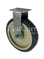 (image for) Caster; Rigid; 8" x 1-1/2"; PolyU on PolyO (Gray); Plate; 2-3/8"x3-5/8": holes: 1-3/4"x2-7/8" (slotted to 3"); 3/8" bolt; Zinc; Ball Brng; 400# (Item #67921)