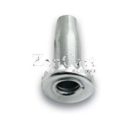 (image for) Socket; 3/8" O.D.; Steel; Grip Neck; 3/4" wide tack plate; press-in wood. For a 5/16" x 1-1/2" grip neck stem. 1-1/4" long; 1-5/8" deep hole required. (Item #89985)