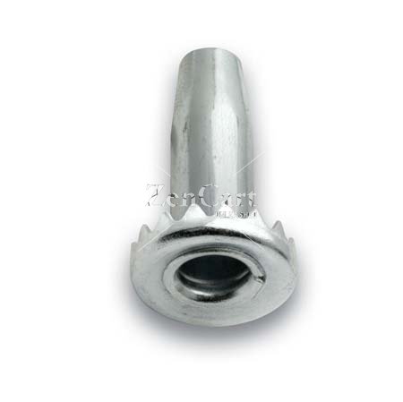(image for) Socket; 3/8" O.D.; Steel; Grip Neck; 3/4" wide tack plate; press-in wood. For a 5/16" x 1-1/2" grip neck stem. 1-1/4" long; 1-5/8" deep hole required. (Item #89985)
