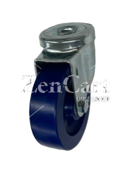 (image for) Caster; Swivel; 4" x 1-1/4"; Polyurethane (Solid); Hollow Kingpin (1/2" bolt hole); Zinc; Delrin Spanner; 350#; Dust Cover (Mtl) (Item #63911)
