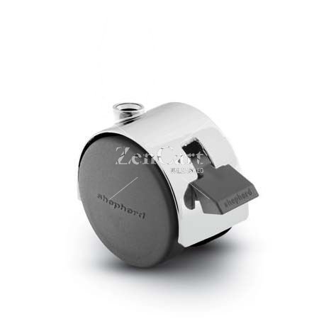 (image for) Caster; Twin; Swivel; 2" (50mm); Nylon; Stemless; Bright Chrome; Zinc Body; 75#; Pedal Lock; Wheel; Hood (Receives Shepherd 5/16" x 1-1/4" stem) (Item #68640)