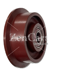 (image for) Single Flanged Wheel; 5" x 1-7/16" (6" x 1-13/16" with flange); Cast Iron; Twin Precision 6205 Bearings; 2000#; 1/2" Bore; 2-7/16" Hub Length; 600° F (Item #87285)