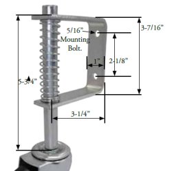 (image for) Caster; Swivel; 3" x 1-1/4"; Polyolefin; Gate Bracket (1"x3-7/16"; Holes 2-1/8" apart); Plain bore; 250#; Dustcap; 30# to full spring deflection. (Item #65367)