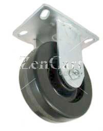 (image for) Caster; Rigid; 6" x 2"; Phenolic; Plate; 4"x4-1/2"; holes: 2-5/8"x3-5/8" (slots to 3"x3"); 3/8" bolt; Zinc; Roller Brng; 1200# (Item #69482)