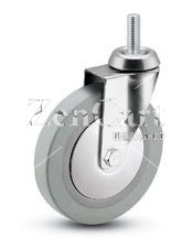 (image for) Caster; Swivel; 2" x 3/4"; Thermoplastized Rubber (Gray); Threaded Stem (10mm-25.4TPI x15mm); Chrome; Plain bore; 110#; Thread guards (Item #66300)