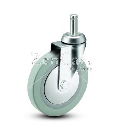 (image for) Caster; Swivel; 3" x 7/8"; Thermoplastized Rubber (Gray); Grip Ring (7/16"x1-7/16"); Chrome; Ball Brng; 140#; Thread Guards (Item #64238)