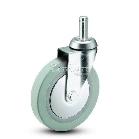 (image for) Caster; Swivel; 3" x 7/8"; Thermoplastized Rubber (Gray); Grip Ring (7/16"x1-7/16"); Chrome; Ball Brng; 140#; Thread Guards (Item #64238)