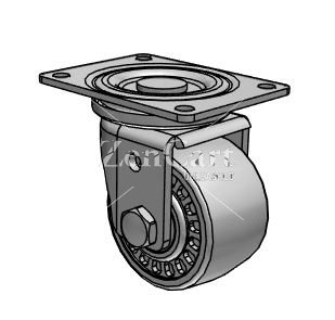 (image for) Caster; Swivel; 3" x 1-13/16"; Urethane (Gray); Plate (3-1/8"x4-1/8"; holes: 2-3/8"x3-3/8"; 5/16" bolt); Zinc; Roller Brng; 1000# (Item #64286)