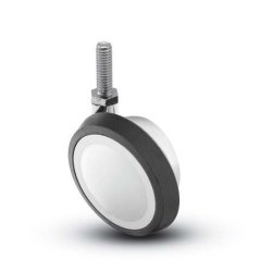 Caster; Ball; Swivel; 3"; Rubber; Hard; Threaded Stem; 3/8"-24TPI (Fine Thread) x 5/8"; Bright Chrome; Acetyl/ Resin Brng; 100# (Item #69463)