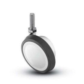 Caster; Ball; Swivel; 3"; Rubber; Hard; Threaded Stem; 5/16"-18TPI x 1-1/4"; Bright Chrome; Acetyl/ Resin Brng; 100# (Item #69512)