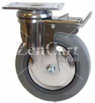 (image for) Caster; Swivel; 5" x 1-1/4"; Thermoplastized Rubber; Top Plate; 2-1/2"x3-5/8"; holes: 1-3/4"x2-15/16"; 5/16" bolt; Zinc; Ball Brng; 220#; Pedal Lock; Both; TG (Item #68991)