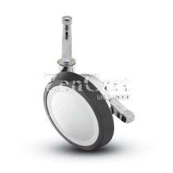 (image for) Caster; Ball; Swivel; 3"; Rubber; Hard; Grip Neck; 5/16"x1-1/2"; Chrome; Reg or Bright; Acetyl/ Resin Brng; 100#; Pedal Lock; Wheel (Item #69570)
