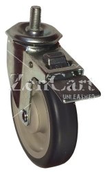 (image for) Caster; Swivel; 3 x 1-1/4; PolyU on PolyO (Gray); Threaded Stem (1/2-13TPI x 1-1/2); Stainless; Delrin Spanner; 250#; Total Lock (Item #66571)