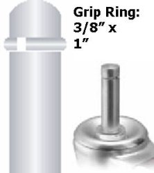 (image for) Caster; Twin; Swivel; 2-3/8" (60mm); Polyurethane; Grip Ring; 3/8"x1"; Black; Zinc Body Brng; 100# (Item #69530)