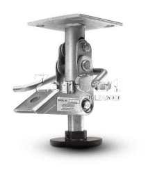 (image for) Floor Lock; For 3" Casters; Extended: 4-15/16"; Retracted 3-7/8"; Plate (2-1/2"x3-5/8"; holes: 1-3/4"x2-7/8" slots to 3"; 5/16" bolt) (Replacement pad 87791) (Item #87850)