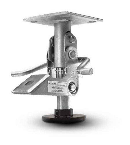 (image for) Floor Lock; For 3" Casters; Extended: 4-15/16"; Retracted 3-7/8"; Plate (2-1/2"x3-5/8"; holes: 1-3/4"x2-7/8" slots to 3"; 5/16" bolt) (Replacement pad 87791) (Item #87850)
