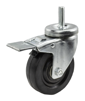 (image for) Caster; Swivel; 4" x 1-1/4"; Rubber (Hard); Threaded Stem (1/2"-13TPI x 1-1/2"); Zinc; Plain bore; 250#; Dust Cover (Mtl); Total Lock (Item #64586)