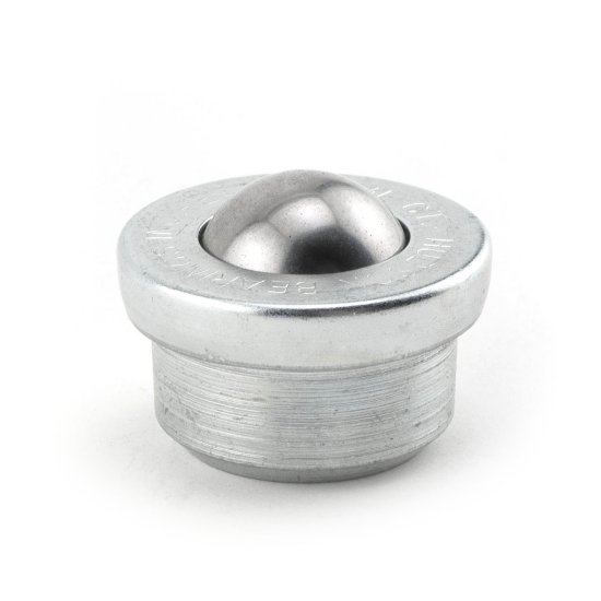 (image for) Ball Transfer; 1\" carbon steel ball; Round drop-in Base; 1-3/8\" diam x 5/8\" deep; Carbon Steel; 200#; 5/8\" load height (Item #89246)