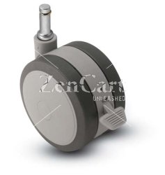 (image for) Caster; Twin; Swivel; 2" (50mm); Thermoplastized Rubber (Gray); Grip Ring; 7/16x1-7/16; Black/Grey; Rivet; 75#; Pedal Lock; Wheel (Item #68057)