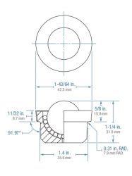 (image for) Ball Transfer; 1" carbon steel ball; Round drop-in Base; 1-3/8" diam x 5/8" deep; Carbon Steel; 200#; 5/8" load height (Item #89246)