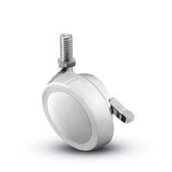 Caster; Ball; Swivel; 2-1/2; Metal/ Zinc; Threaded Stem; 5/16-18TPI x 2; Bright Chrome; Acetyl/ Resin Brng; 100#; Pedal Lock; Wheel (Item #68338)