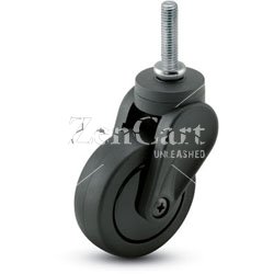 (image for) Caster; Swivel; 4 x 15/16; PolyU on PolyO (Bk/Bk); Threaded Stem; 5/16-18TPI x 1; Black GFN; Delrin Brng; 125# (Item #67973)