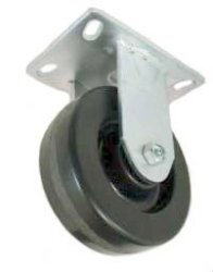 Caster; Rigid; 6x2; Polyolefin (Dark); Top Plate (4-1/2x6-1/4; holes: 2-7/16x4-15/16 slotted to 3-3/8x5-1/4; 1/2 bolt); Zinc; Roller Brng; 700# (Item #67344)