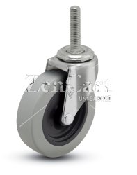 (image for) Caster; Swivel; 3" x 13/16"; PolyU on PolyO (Gray); Threaded Stem (3/8"-16TPI x 1-1/2"); Zinc; Plain bore; 120# (Item #65881)