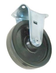 Caster; Rigid; 3" x 1"; Polyolefin; Top Plate (1-3/4" x 3"; holes: 1" x 2-3/16" slotted to 2-5/16"; 5/16" bolt); Zinc; Plain bore; 175# (Item #64972)