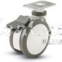 (image for) Caster; Twin Wheel; Swivel; 100mm; Polyu; Plate (2-1/2"x3-5/8": holes: 1-3/4"x2-13/16" (slots to 3-1/16"); 5/16" bolt); Gray/ White; 220#; Prec BB; Total Lock (Item #65944)