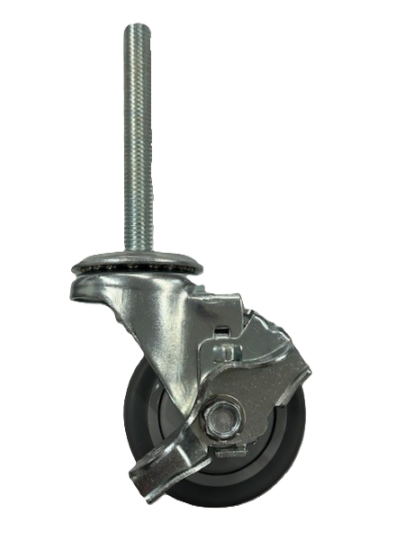 (image for) Caster; Swivel; 3\" x 1-1/4\"; Gray TPR Rubber; Threaded Stem (1/2\"-13TPI x4\"); Zinc; Prec Ball Brngs; 210#; Dust Cover (Plastic); Thread guards; Wheel Brake (Item #63367)