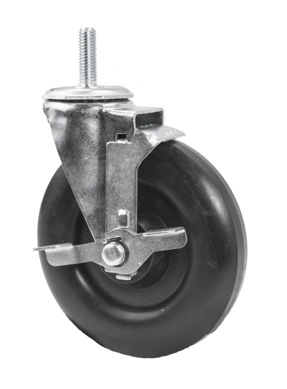 (image for) Caster; Swivel; 6\" x 2\"; Polyolefin; Threaded Stem (1/2\"-13TPI x 1-1/2\"); Zinc; Plain bore; 375#; Brake (Item #63134)