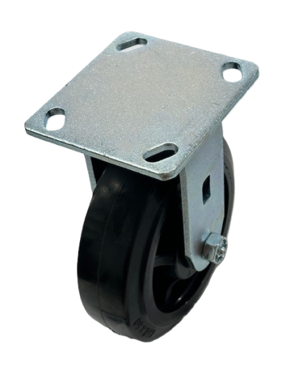 (image for) Caster; Rigid; 6\" x 2\"; Rubber on Nylon; Top Plate (4\"x4-1/2\"; holes: 2-5/8\"x3-5/8\" slotted to 3\"x3\"; 3/8\" bolt); Zinc; Roller Brng; 500# (Item #64603)