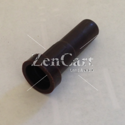 (image for) Socket; Round; 1/2" OD x 3/8" (.39") ID; Plastic; Compatible w/ 3/8" x 1-1/2" bed roller caster grip neck stem. 1-1/2" long (excl flange). 3/4" wide at flange. (Item #88450)