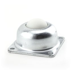 Ball Transfer; 1-1/2"; Nylon Main Ball; Flange (3" x 3"; holes: 2-7/16" x 2-7/16"; 1/4" bolt); Zinc; 250#; 1-13/16" load height (Item #89665)