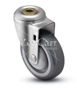 (image for) Caster; Swivel; 3-1/2" x 1-1/4"; PolyU on PolyO (Gray); Hollow Kingpin; 1/2 bolt; Zinc; Ball Brng; 275# (Item #68799)