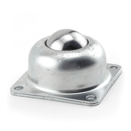 (image for) Ball Transfer; 1-1/2\"; Stainless Steel ball and housing; Flange: 3\"x3\"; 4-hole spacing: 2-7/16\"x2-7/16\"; 1/4\" bolt; 250#; 1-13/16\" load height (Item #89448)